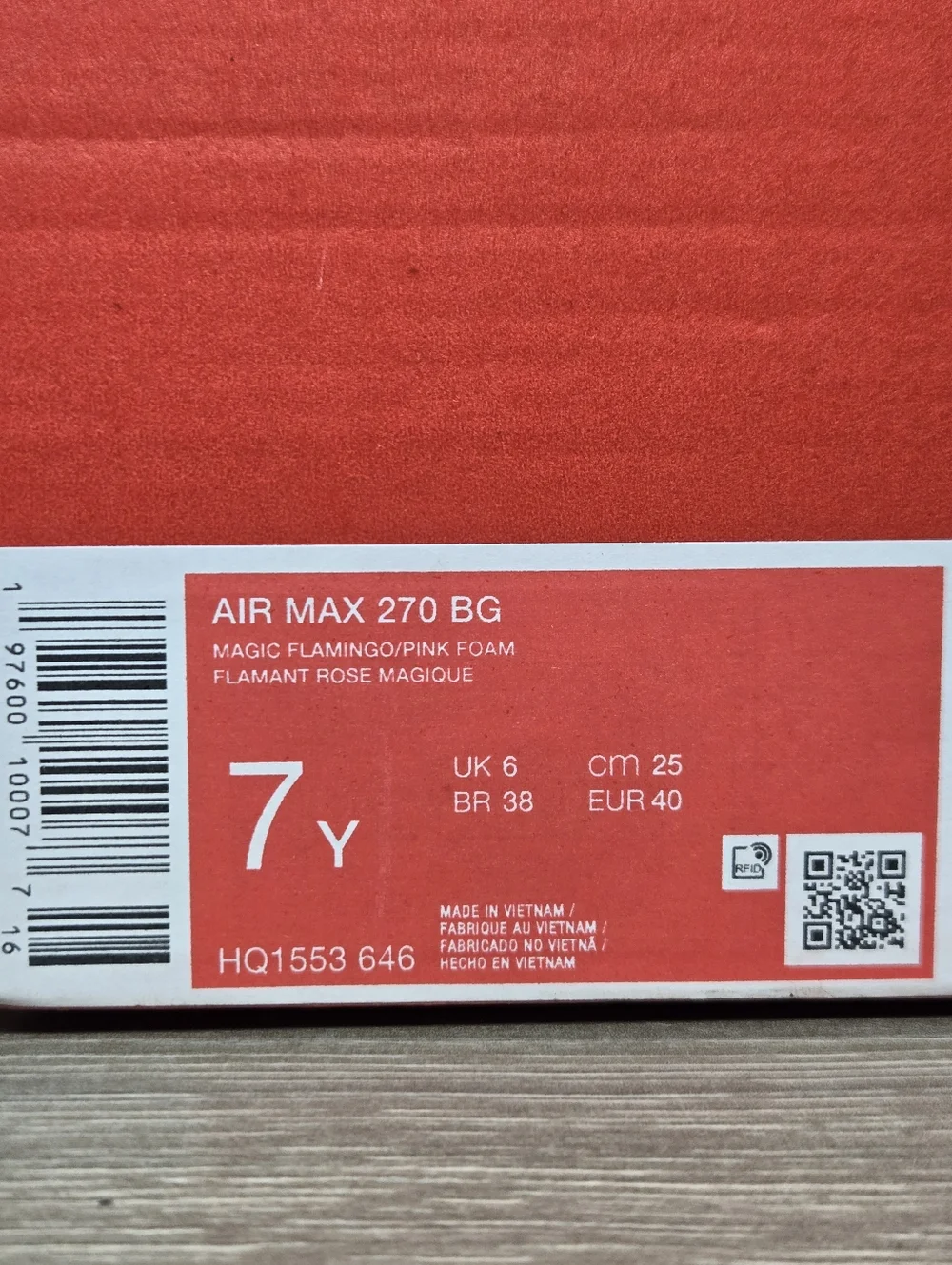 Nike Air Max 270 Magic Flamingo Pink Foam HQ1553-646 Size 7 Youth / 8.5 Women